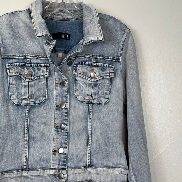 Kut From the Kloth Light Wash Denim Jacket L Scandi Girl Capsule Wardrobe - Picture 1 of 11